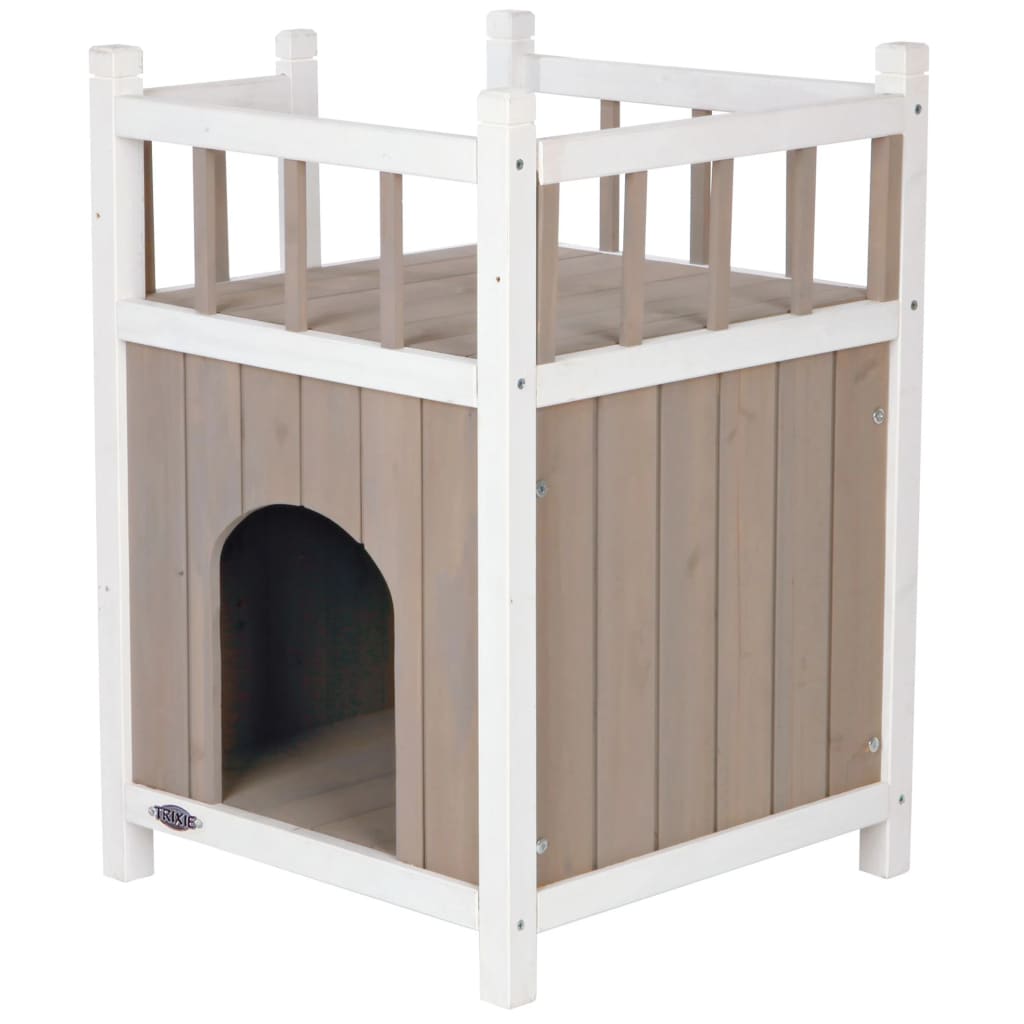 

TRIXIE Kattenhuis met dakterras grijs en wit