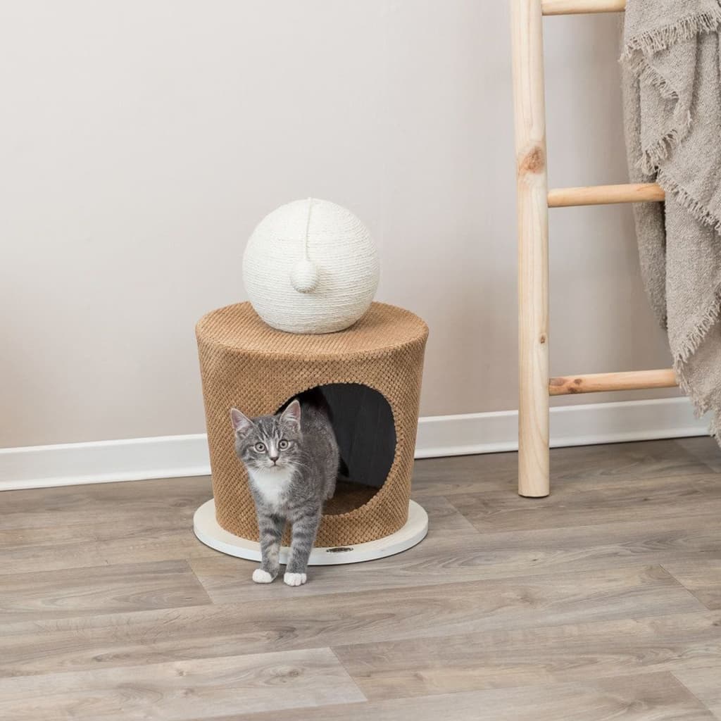 2: TRIXIE hyggelig kattehule med kradsebold 36x50 cm gråbrun