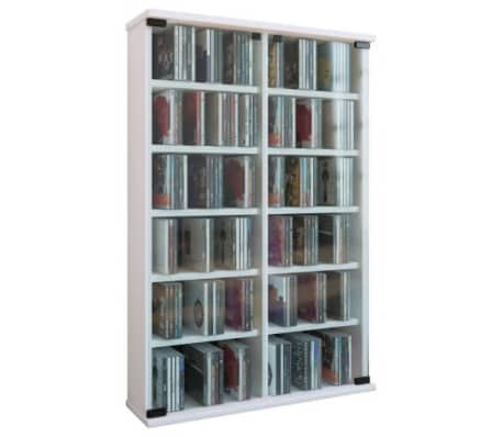 Cd Dvd Rack Cabinet Roma Glass Doors White Vidaxl Co Uk