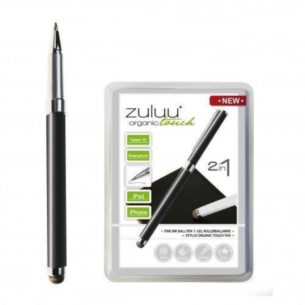 Zuluu Organic Touch 2 in 1 Styluspen Zwart