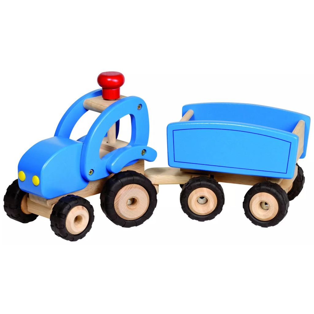 Goki Houten Tractor Met Aanhangwagen 44,2 X 17,2 X 21,5 cm