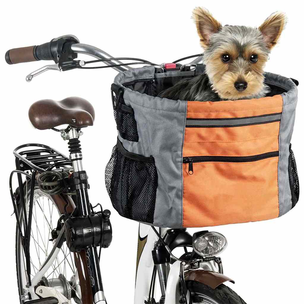FLAMINGO Cestino da Bici per Animali in Nylon Arancione e Grigio