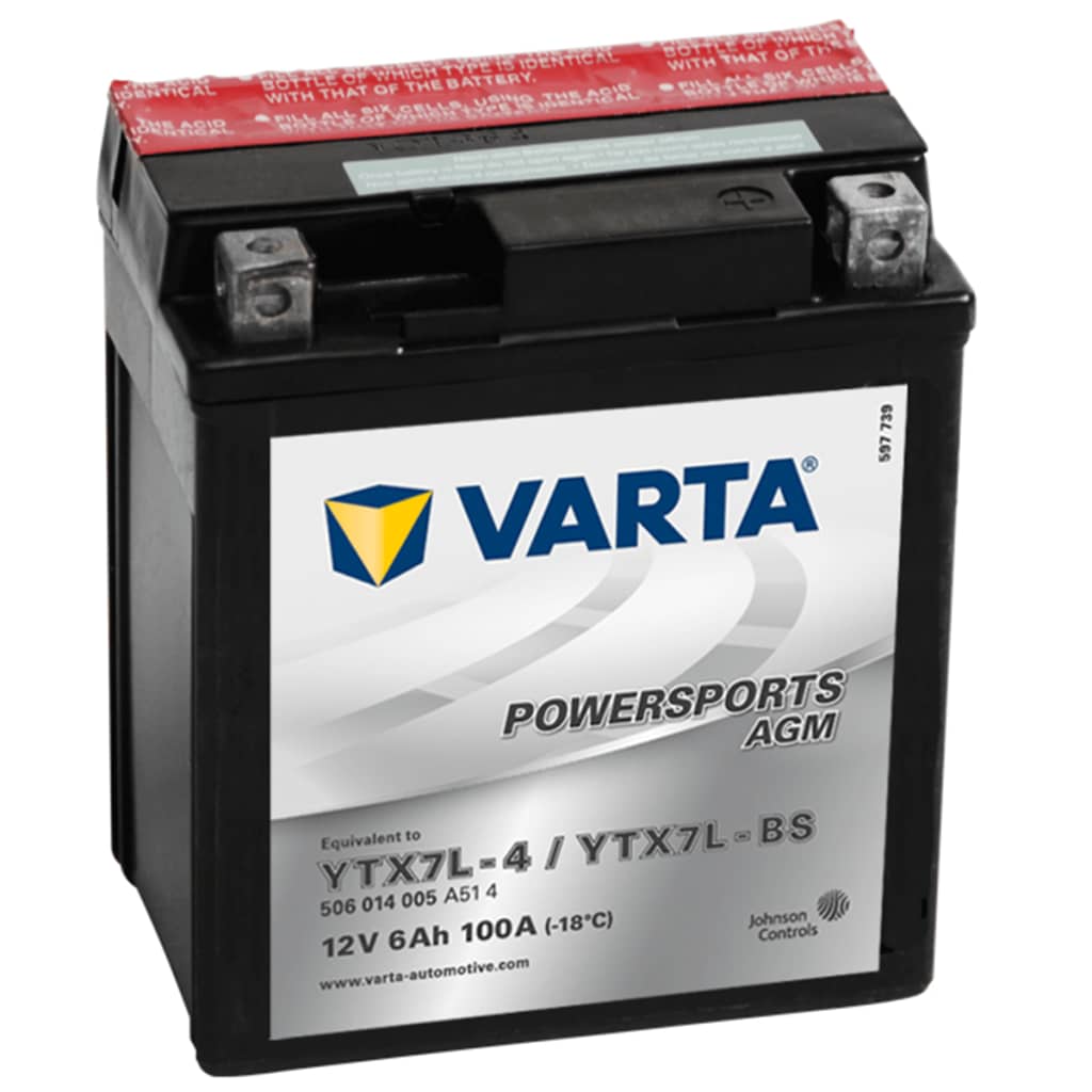 Afbeelding Varta AGM accu 12 V 6 Ah YTX7L-4 / YTX7L-BS door Vidaxl.nl