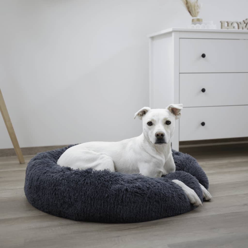 Grey fluffy shop dog bed