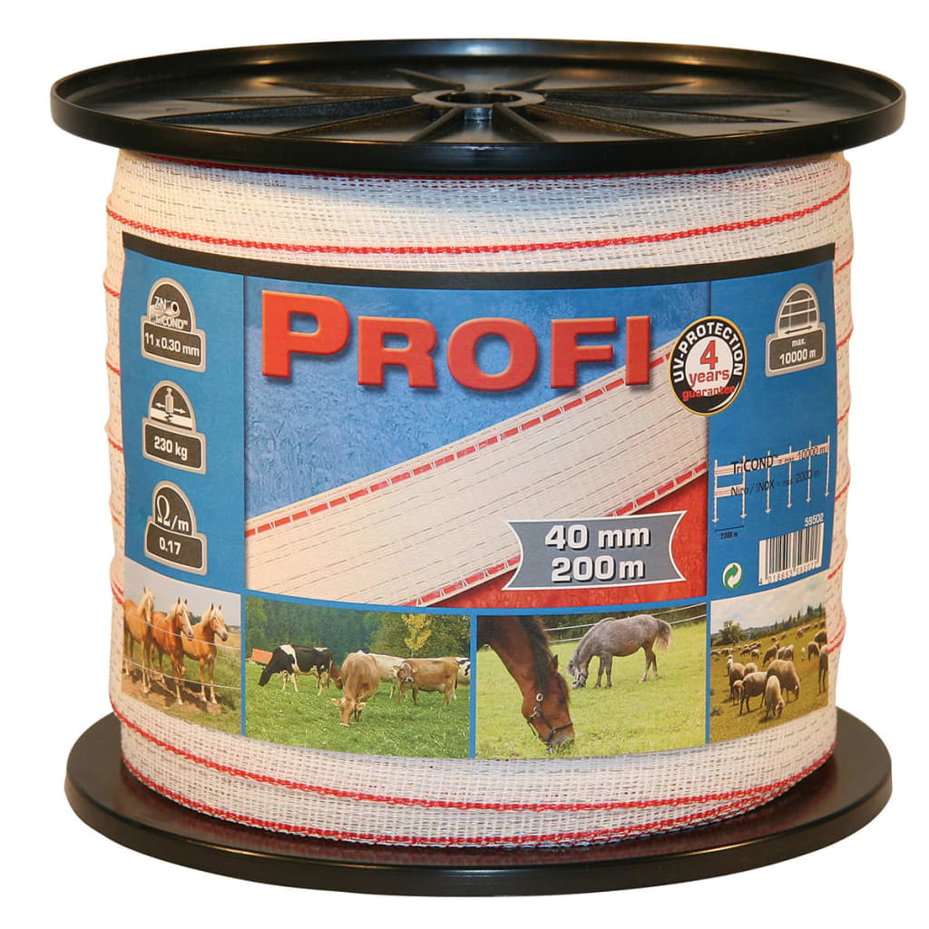Kerbl Cinta de vallado Profi 200 m 40 mm blanca y roja TriC 59502 Blanco