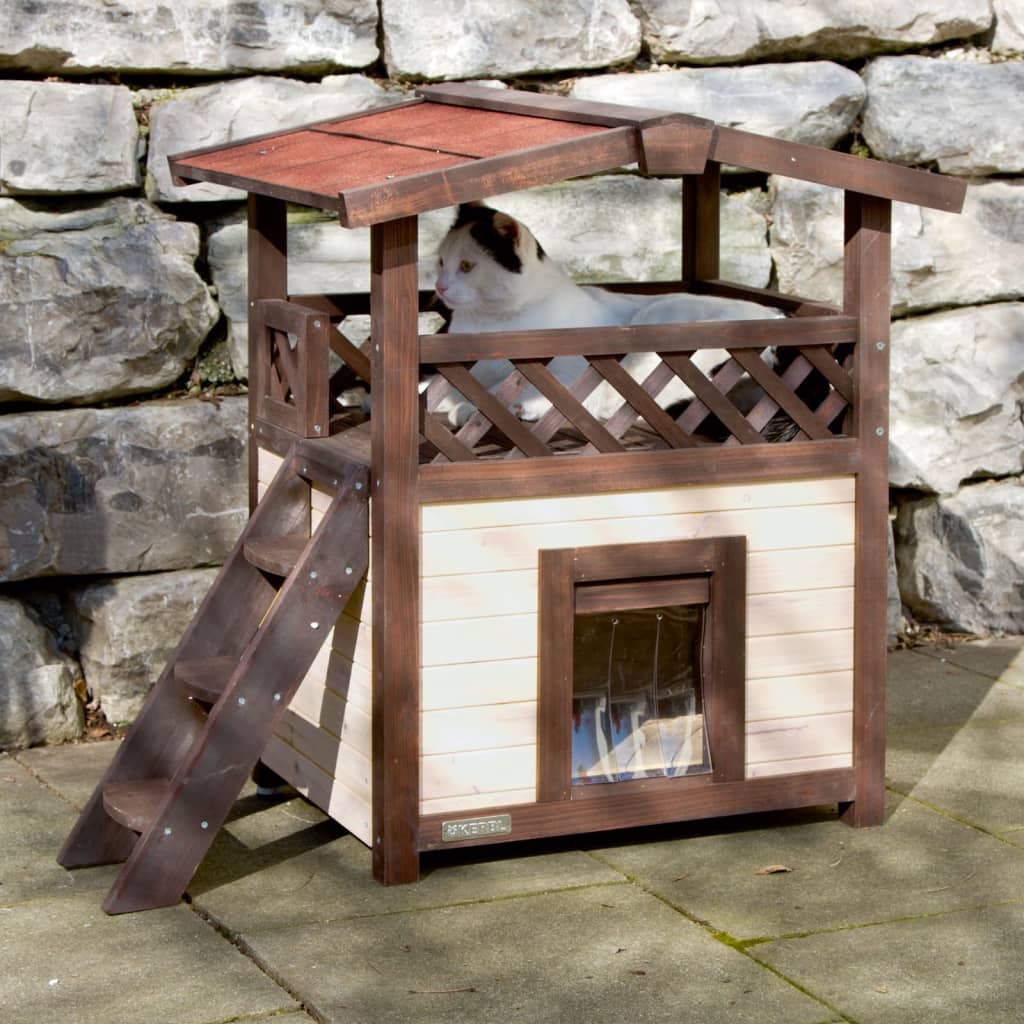 Kerbl Katzenhaus 4-Seasons Deluxe Beheizbar 88x 57x 77 cm Dunkelbraun
