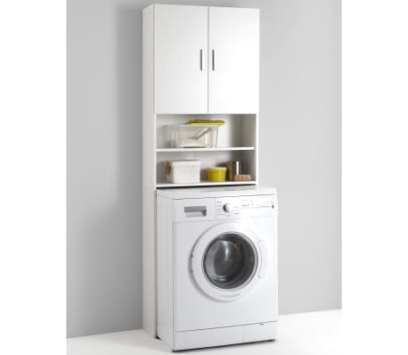 Fmd Washing Machine Cabinet With Storage Space White Bathroom