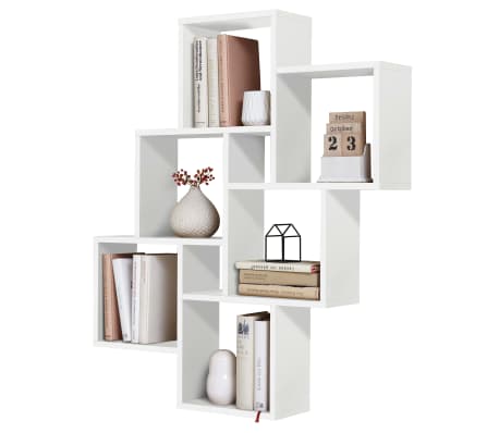 FMD Wall-Mounted Shelf with 8 Compartments White