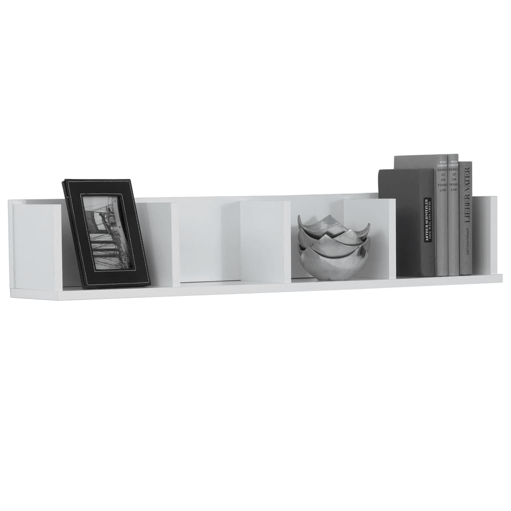 FMD Wandregal mit 4 Fächern 92x17x16,5 cm Weiß