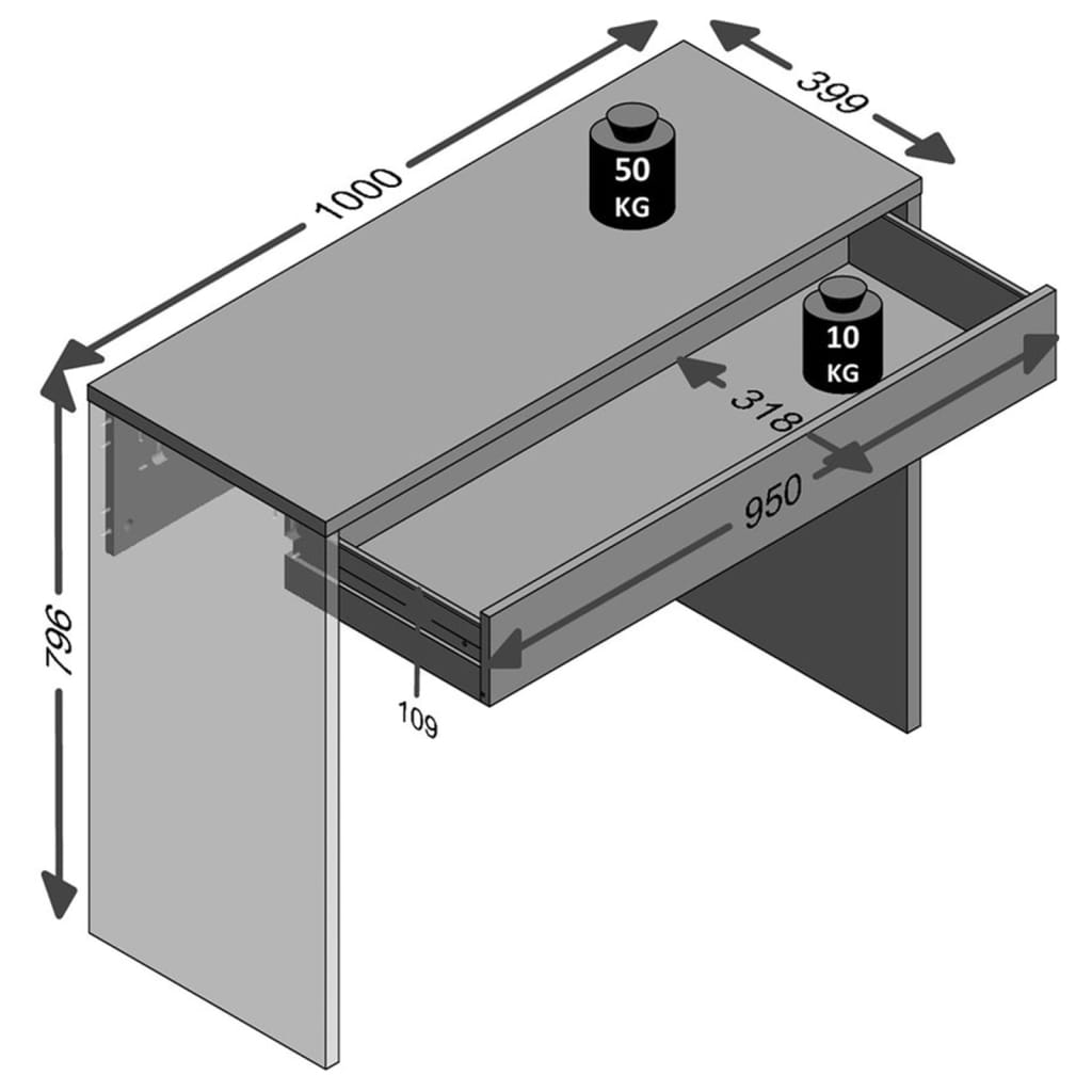 imagem de FMD Secretária com gaveta ampla 100x40x80 cm branco5