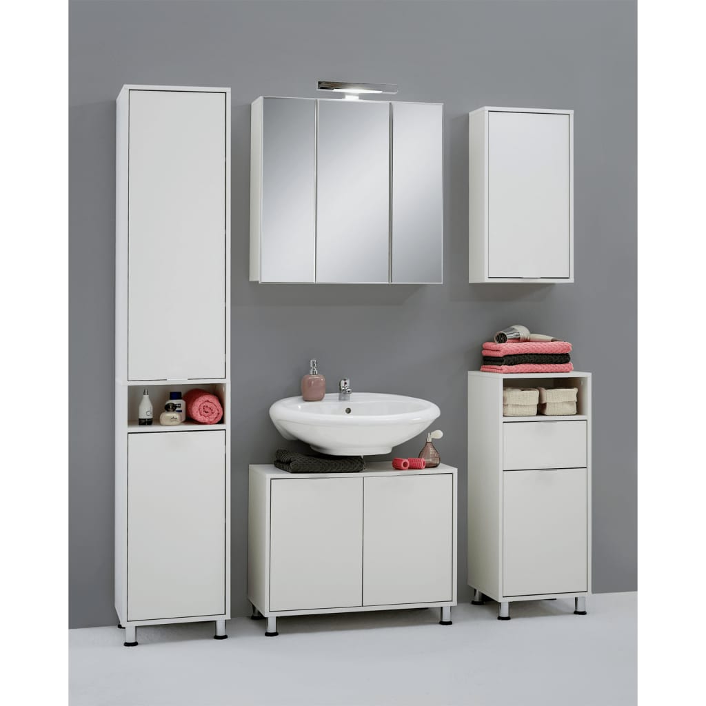 FMD Dulap de baie cu oglindă, alb, 70x19x67,6 cm