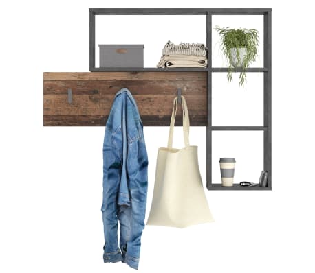 FMD Стенна закачалка за дрехи с 4 отделения антрацит и тъмнокафяво