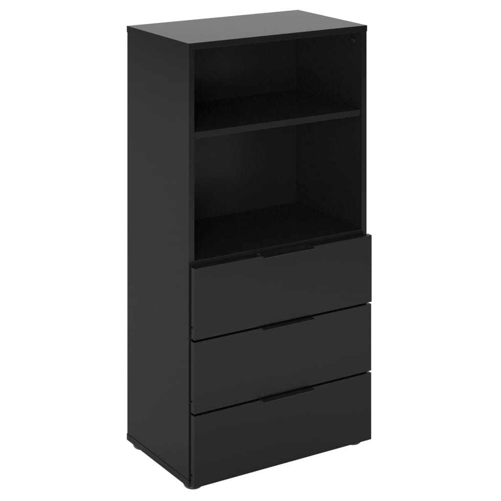 FMD Dresser With 3 Drawers And Open Shelving Black Home And Garden 