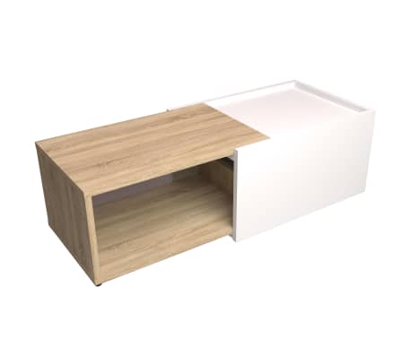 FMD Extendable Coffee Table White and Oak