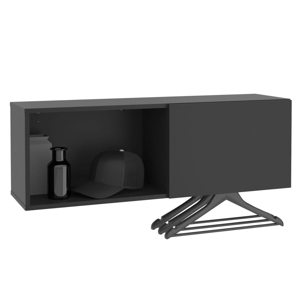 FMD Wandkapstok met vak 99,1x27,2x33cm zwart afbeelding