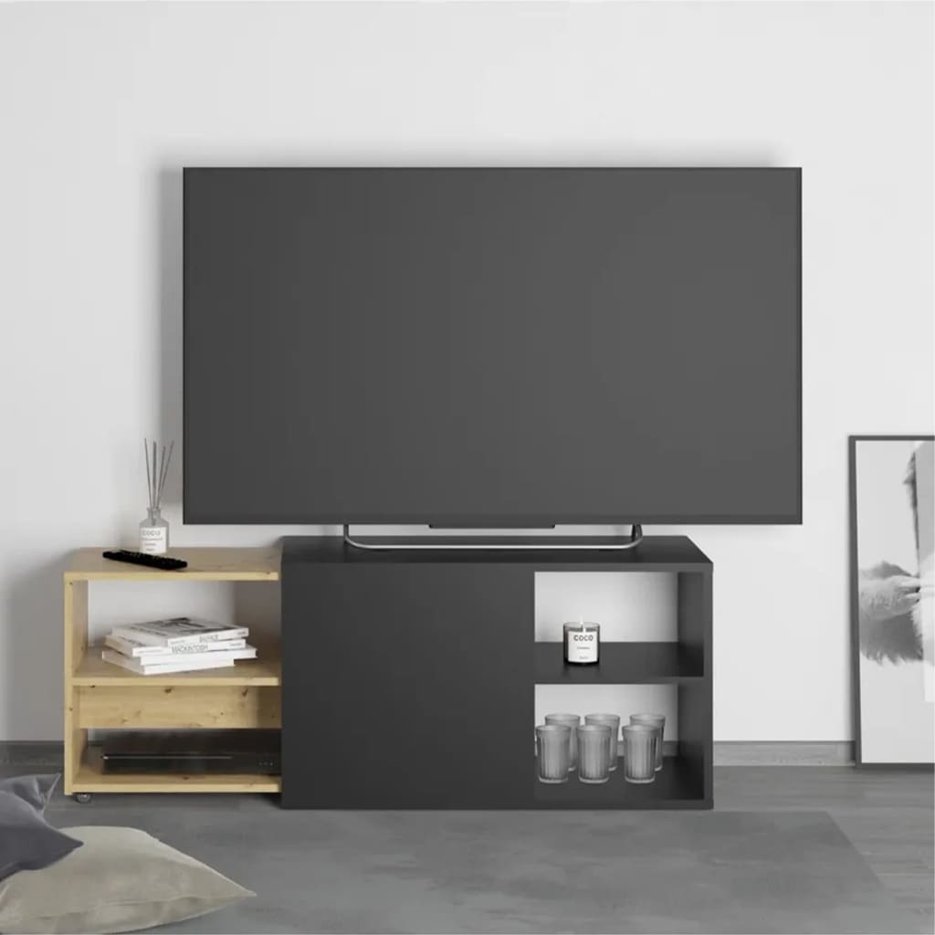 FMD Meuble TV avec 2 compartiments ouverts 133,5x39,9x49,2 cm