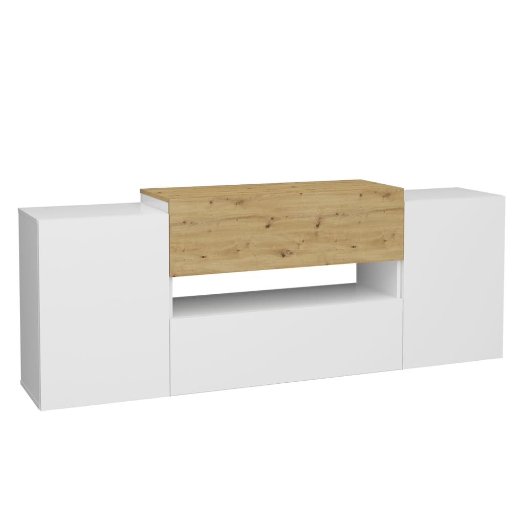 FMD TV/Hi-Fi omarica 182x33x70,2 cm bela in artisan hrast