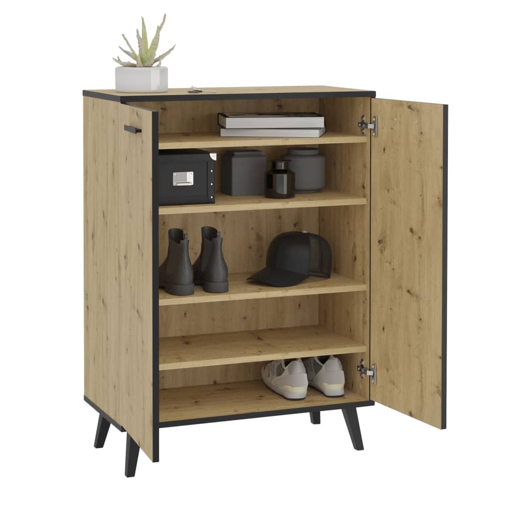 FMD Schoenenkast met 5 vakken 68,5x33x93,5 cm artisan eiken afbeelding
