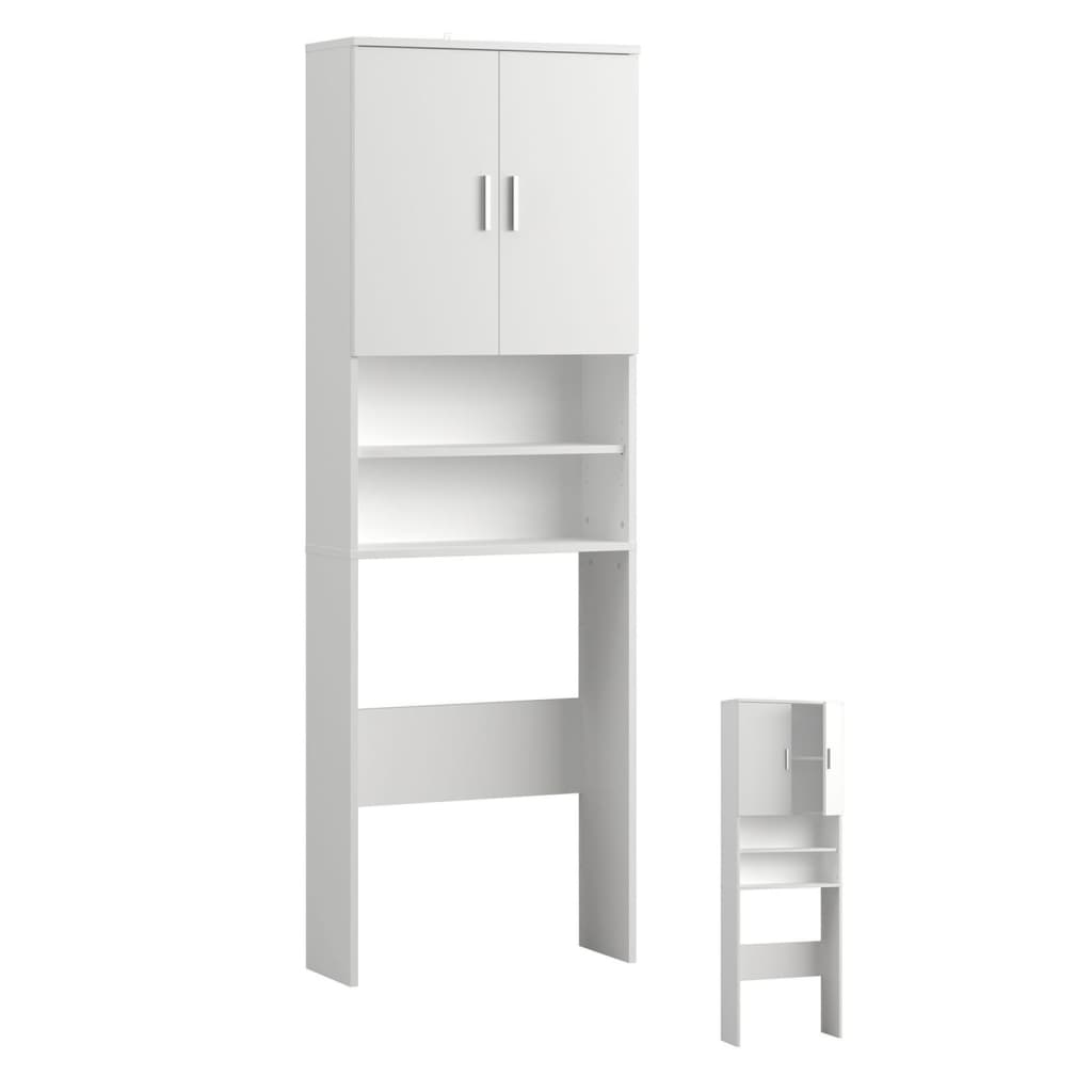 FMD Armoire pour machine à laver avec espace de rangement Blanc