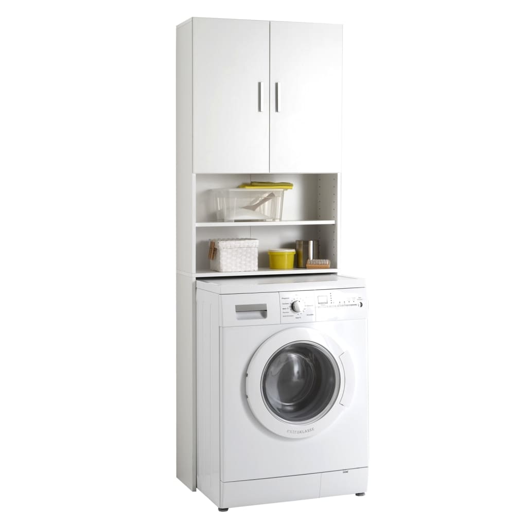 vidaXL Washing and Drying Machine Pedestal with Pull-out Shelves White