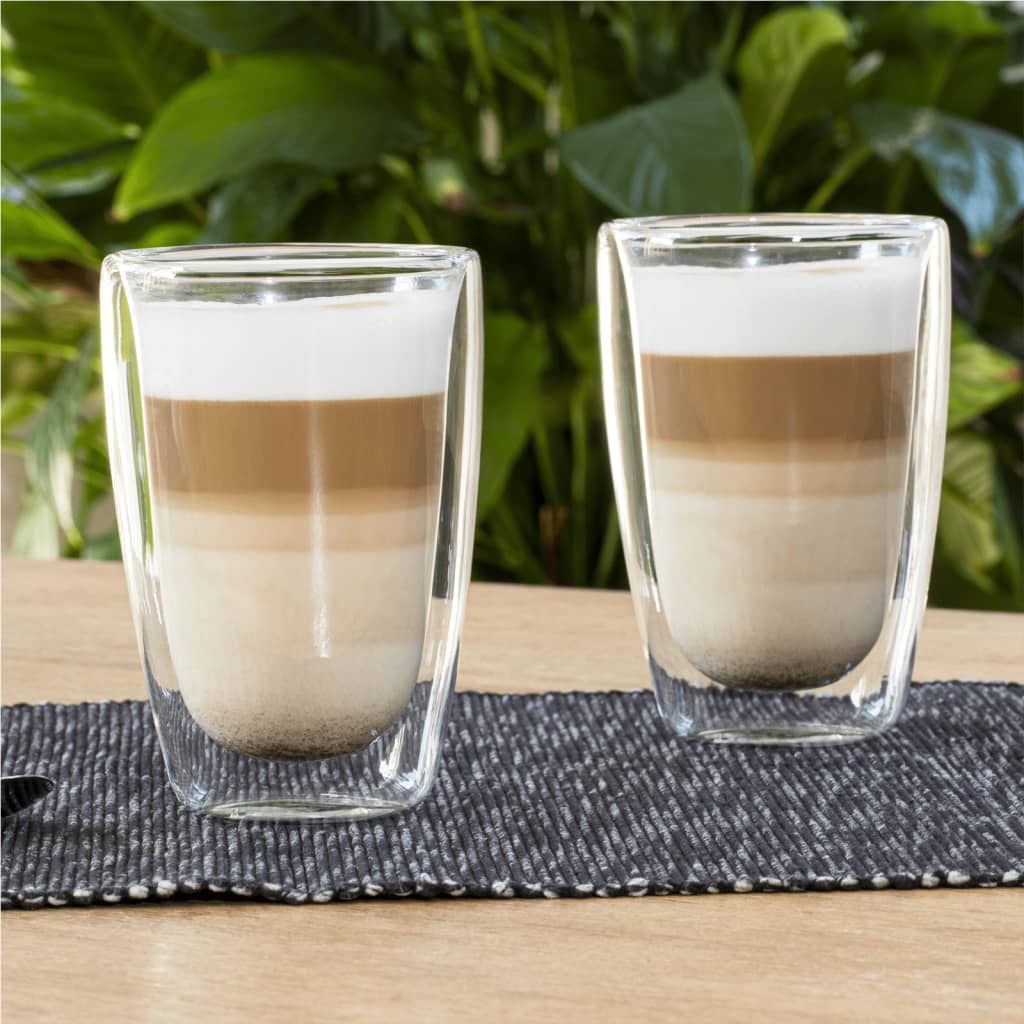 HI Ensemble de verres à latte maccato 2 pcs 400 ml transparent