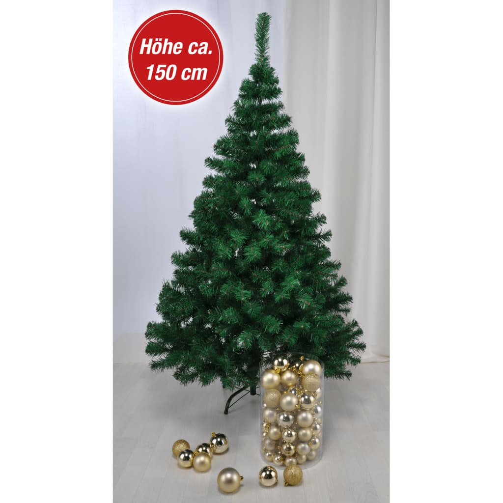 HI Weihnachtsbaum mit Ständer aus Metall Grün 150 cm