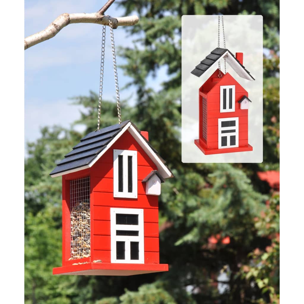 HI Mangeoire à oiseaux suspendue en forme de maison rouge et blanc
