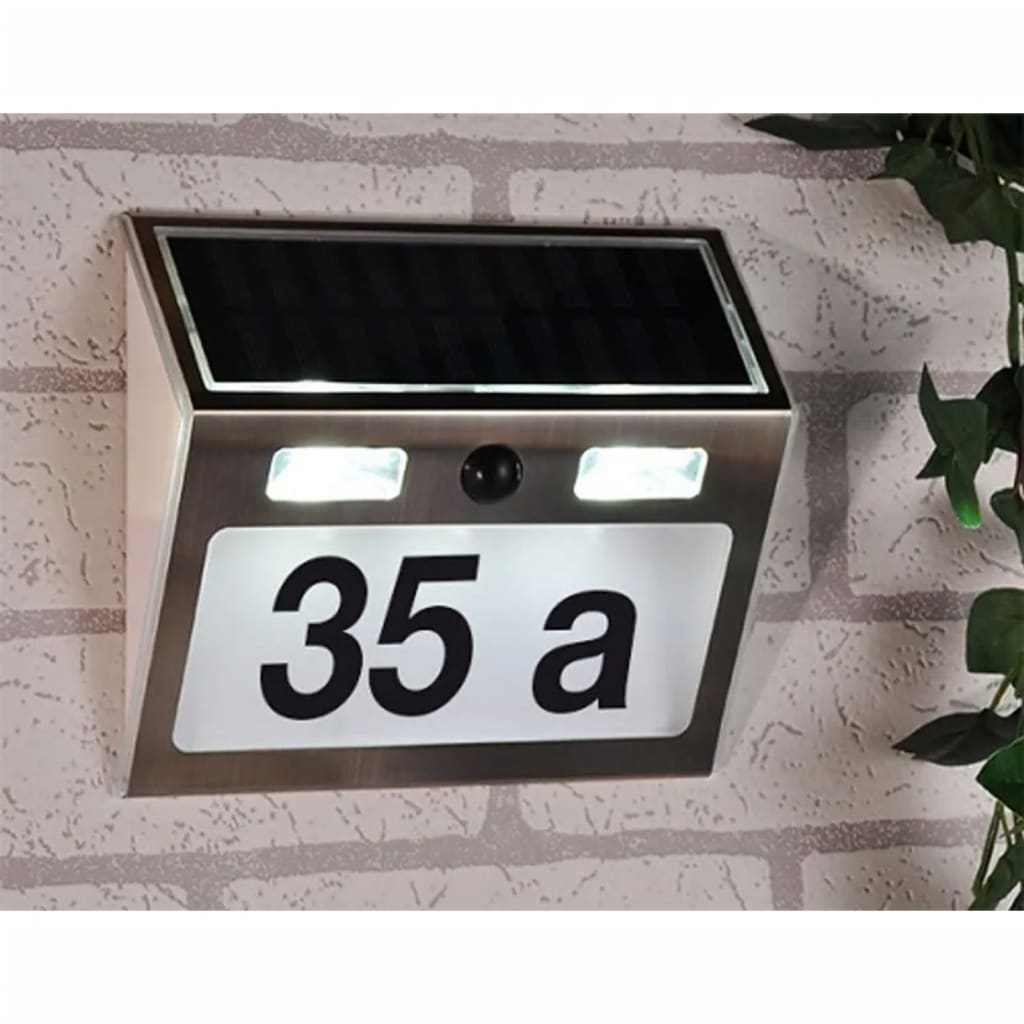 Thumbnail - HI Hausnummer Solar LED-beleuchtet Silbern