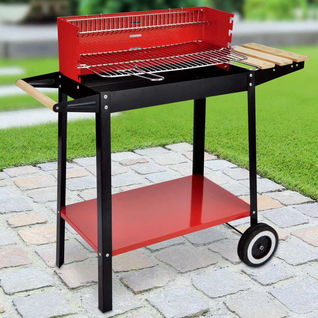 Barbecue a carbonella - Con ripiano e griglia pieghevole - 75 x 25 cm -  Acciaio inox, acciaio zincato - Royal Catering