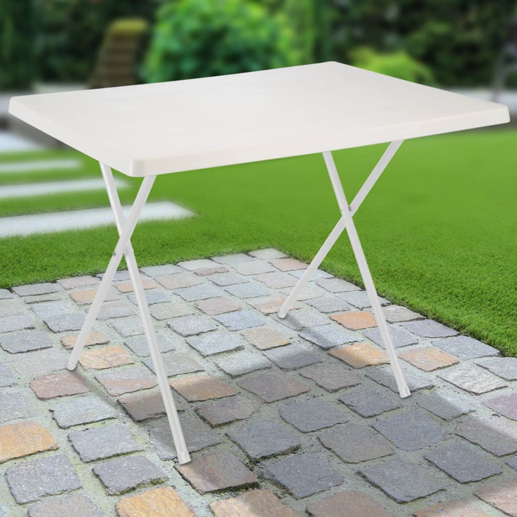 HI Mesa de campismo ajustável e dobrável 80x60x51/61 cm branco