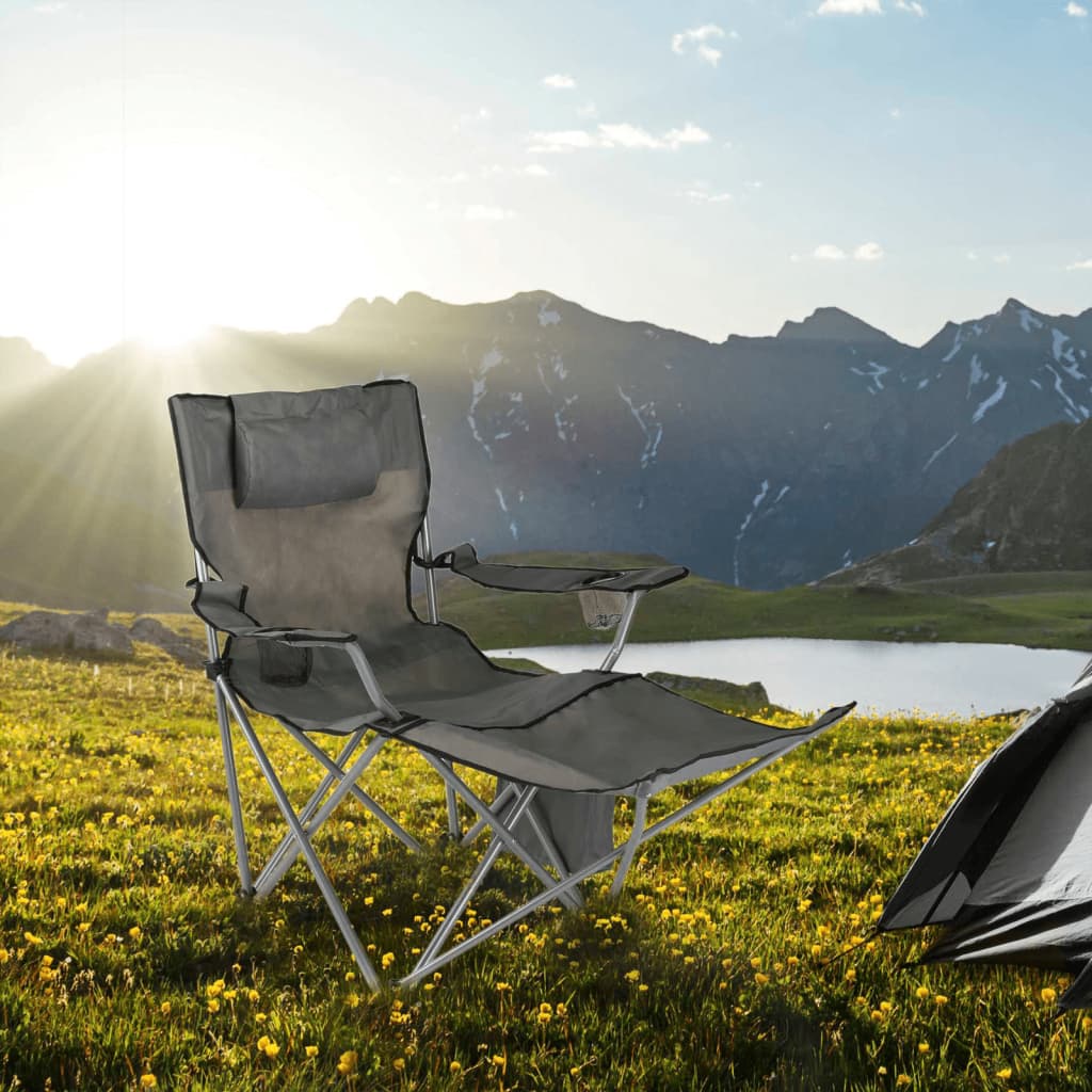 Luxury Camping Chair with Foot Rest Anthracite HI