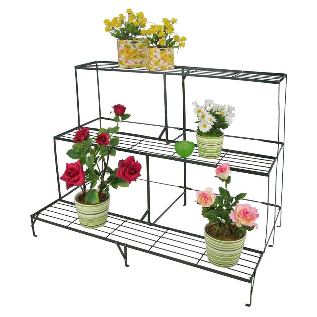 HI blomsterstativ med 3 hylder 100x60x75 cm sort