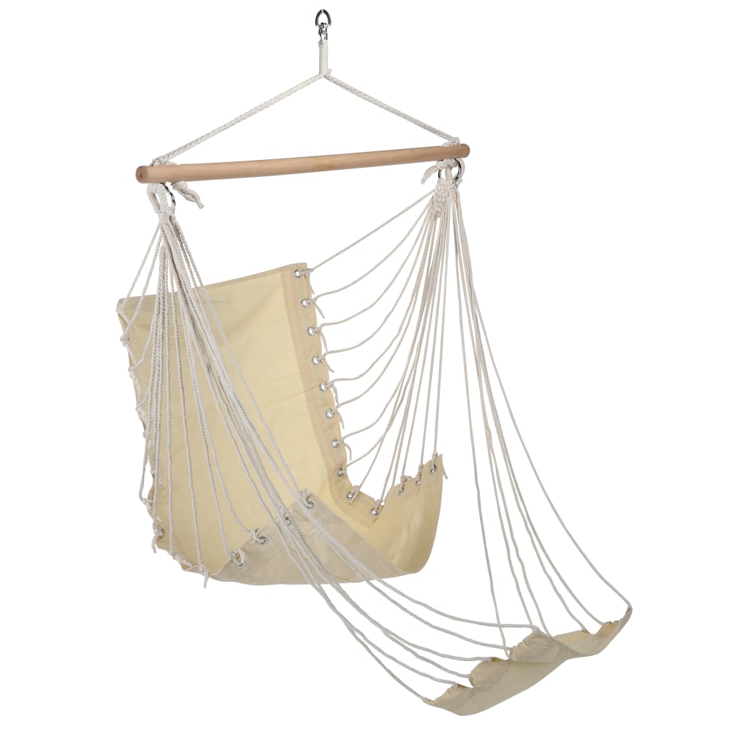 HI Hangstoel met voetensteun katoen canvas beige afbeelding
