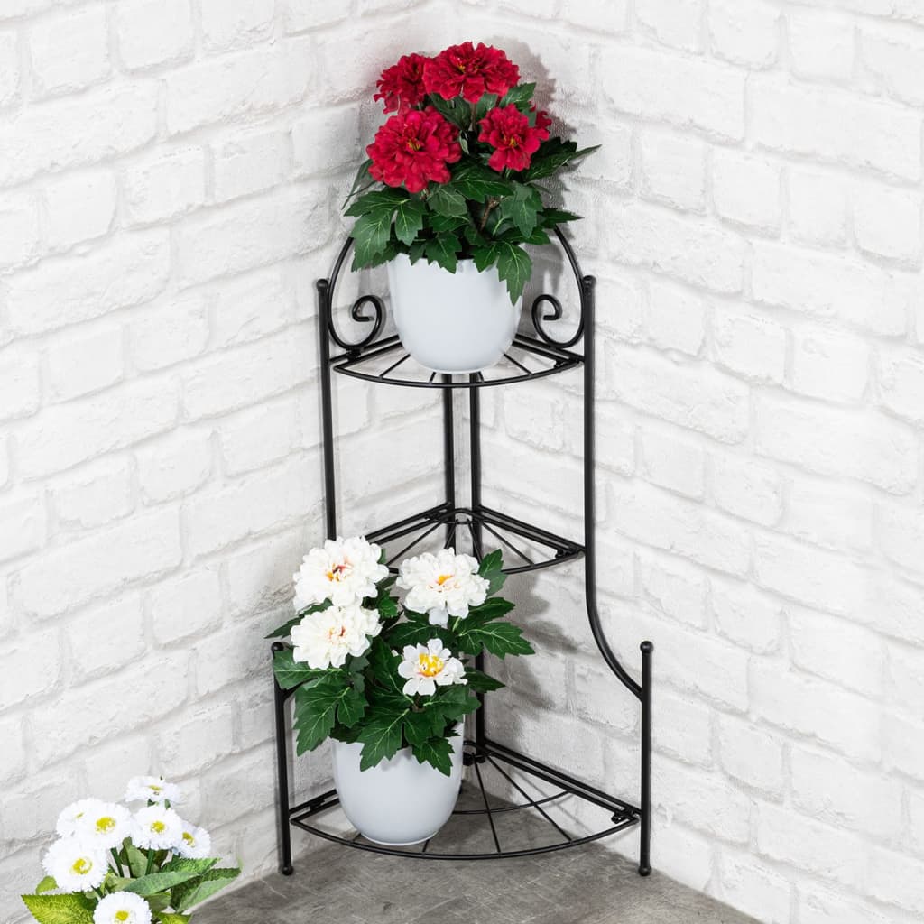 HI hjørnereol til haven med 3 hylder 23x23x65,5 cm foldbar metal