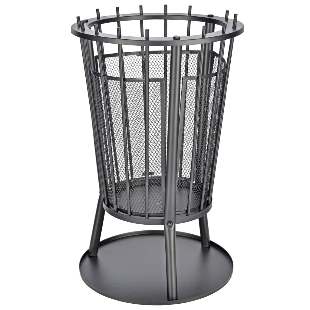 HI Fire Basket with Spark Guard Black 40×61 cm