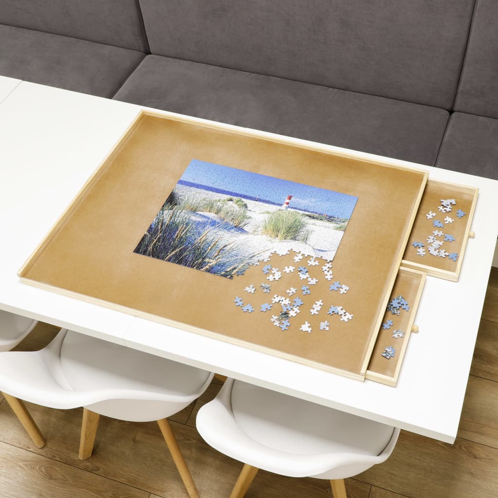 HI Masă de puzzle cu 4 sertare, 76x57x4,5 cm, lemn