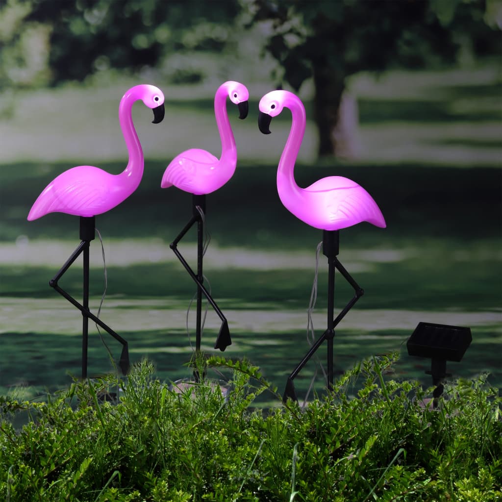 HI soldrevet havelampe Flamingo 3 stk.