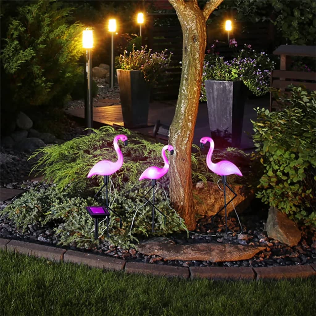 Thumbnail - HI Solar LED Gartenleuchten Flamingo 3-tlg.