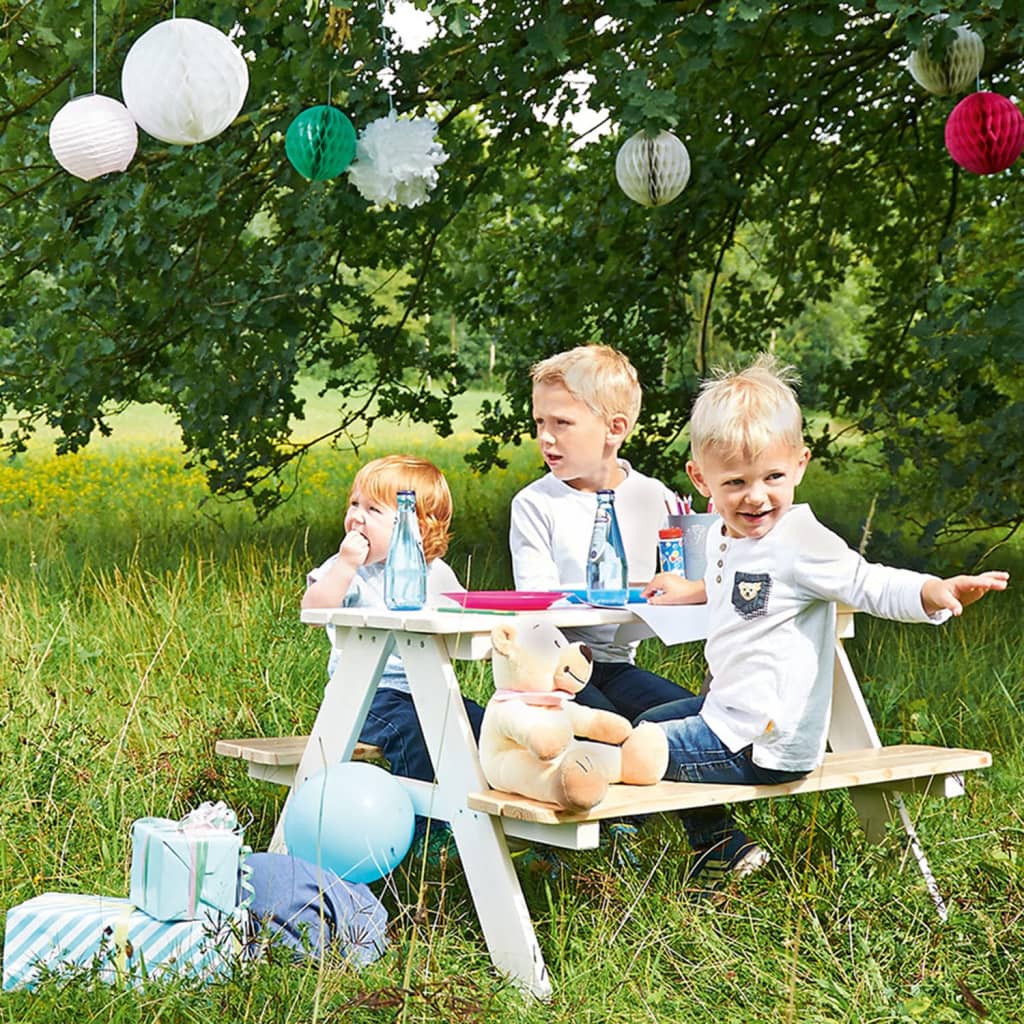 Pinolino Kinderpicknicktafel met bank Nicki für 4 hout wit