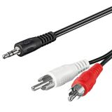 Ljudkabel 3.5mm - 2 RCA hanar 3m - Svart