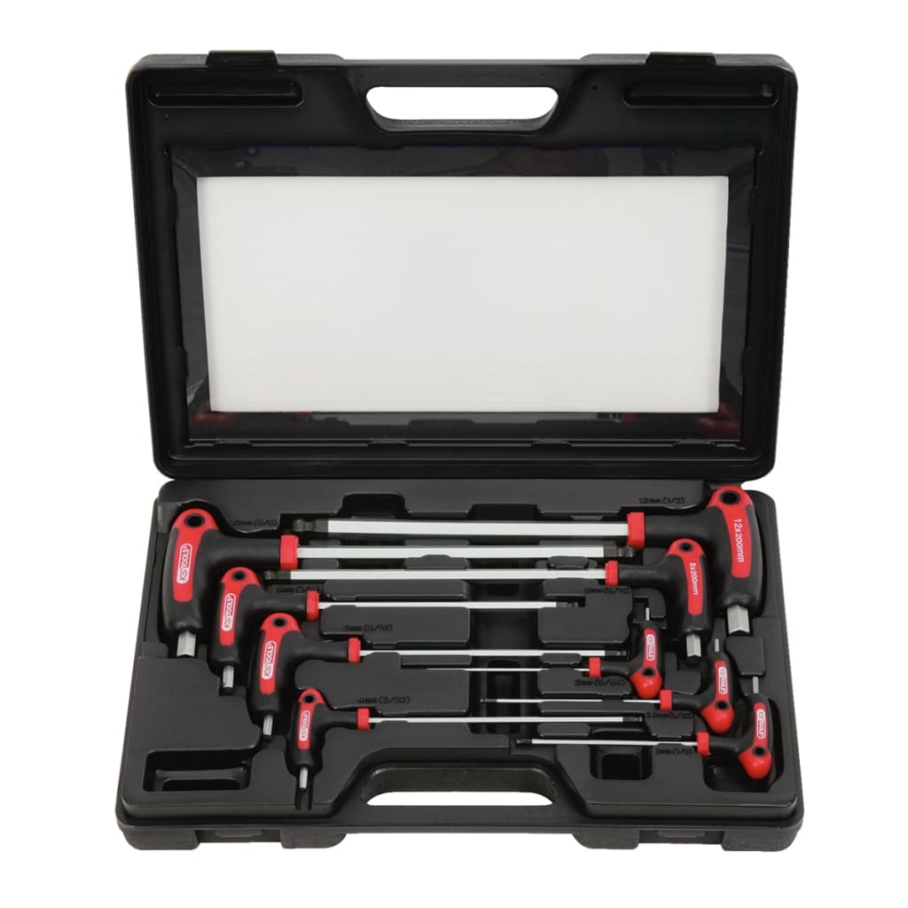 KS Tools Ergo Torque Plus imbusový klíč s kulovou rukojetí ve tvaru T, 9dílný, 2 – 12 mm