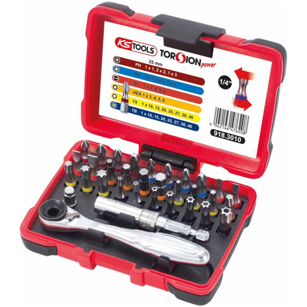 KS Tools TORSIONpower ratelsleutel en bit set 32-delig 918.3010