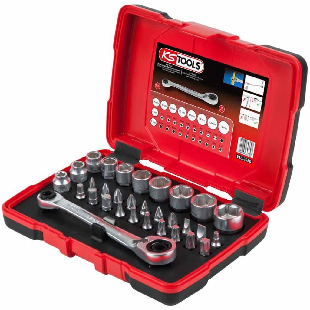 Afbeelding KS Tools Ratelsleutel/doppen/bit set 11 mm 31-delig 918.3050 door Vidaxl.nl