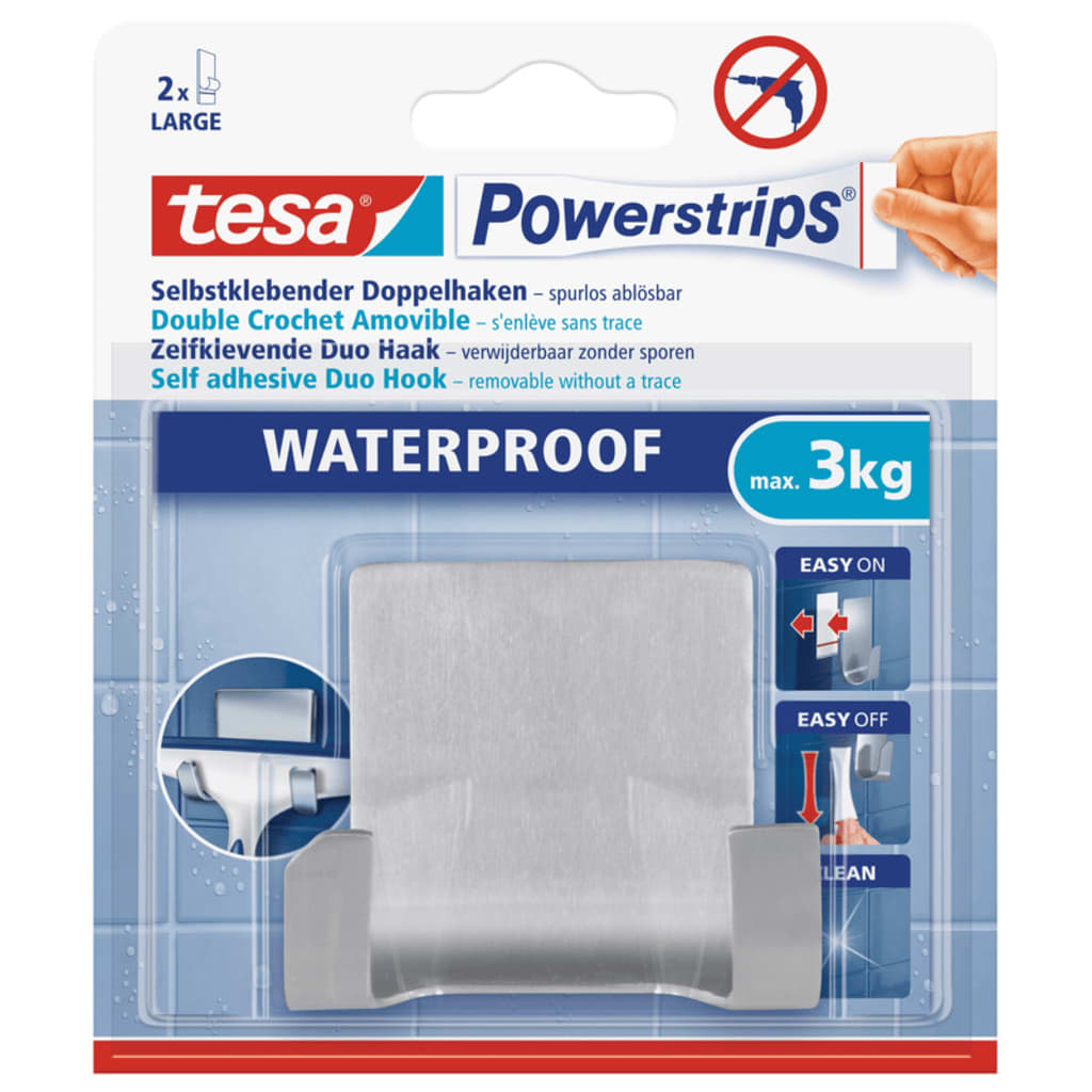 Tesa powerstrips waterproof duohaak rvs