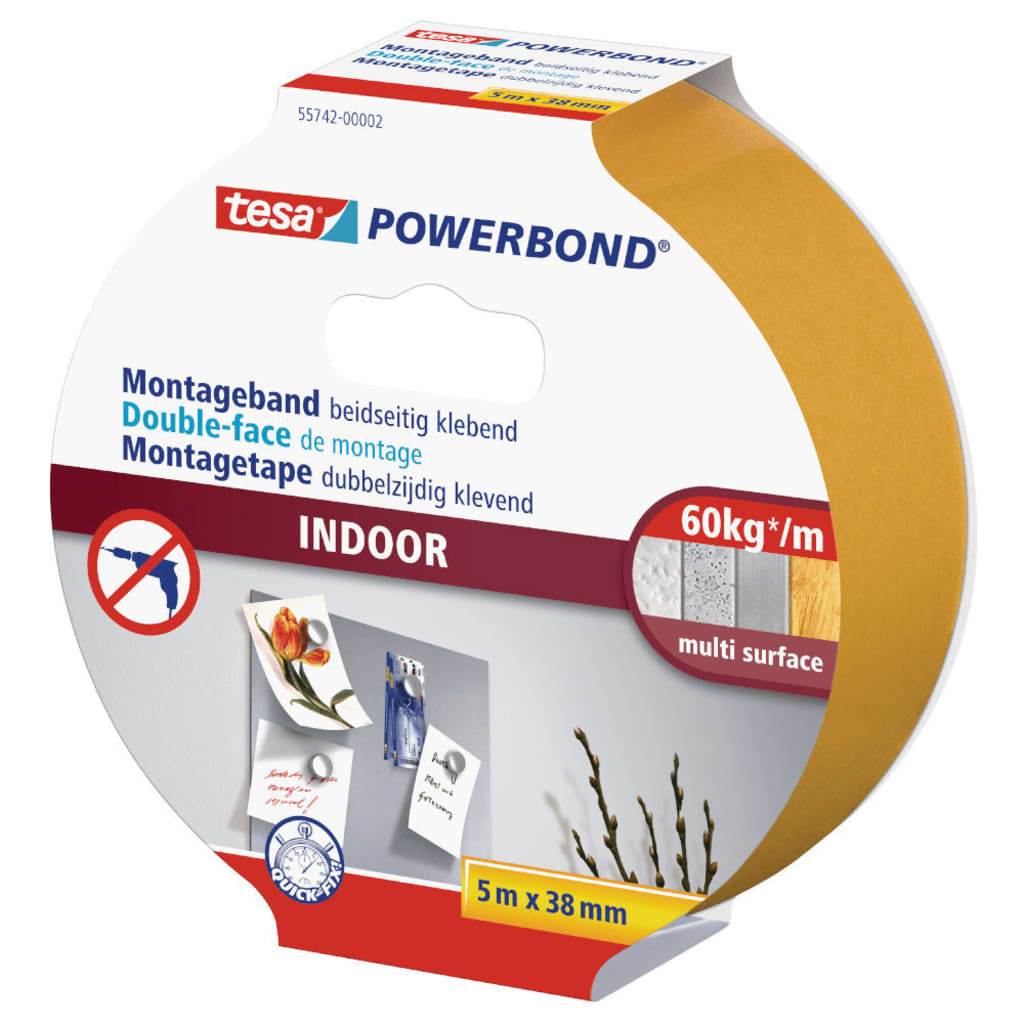 Tesa Powerbond Montageband INDOOR, 38 mm x 5,0 m 55742-00001-03