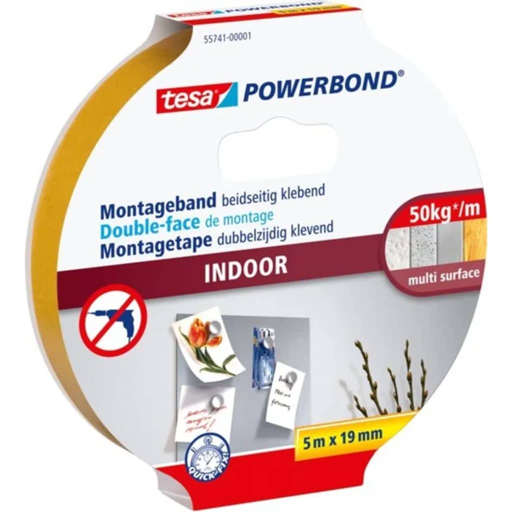 Tesa Powerbond Montagetape Indoor 50 kg 19 mm 5 Meter