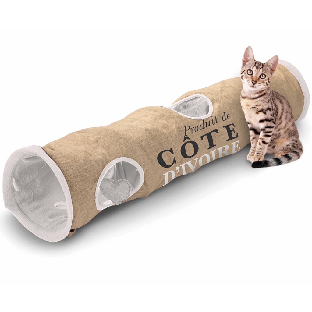 D&D Tunel pentru pisici „Cote d'Ivoire” 25x120 cm maro/alb 434/436448