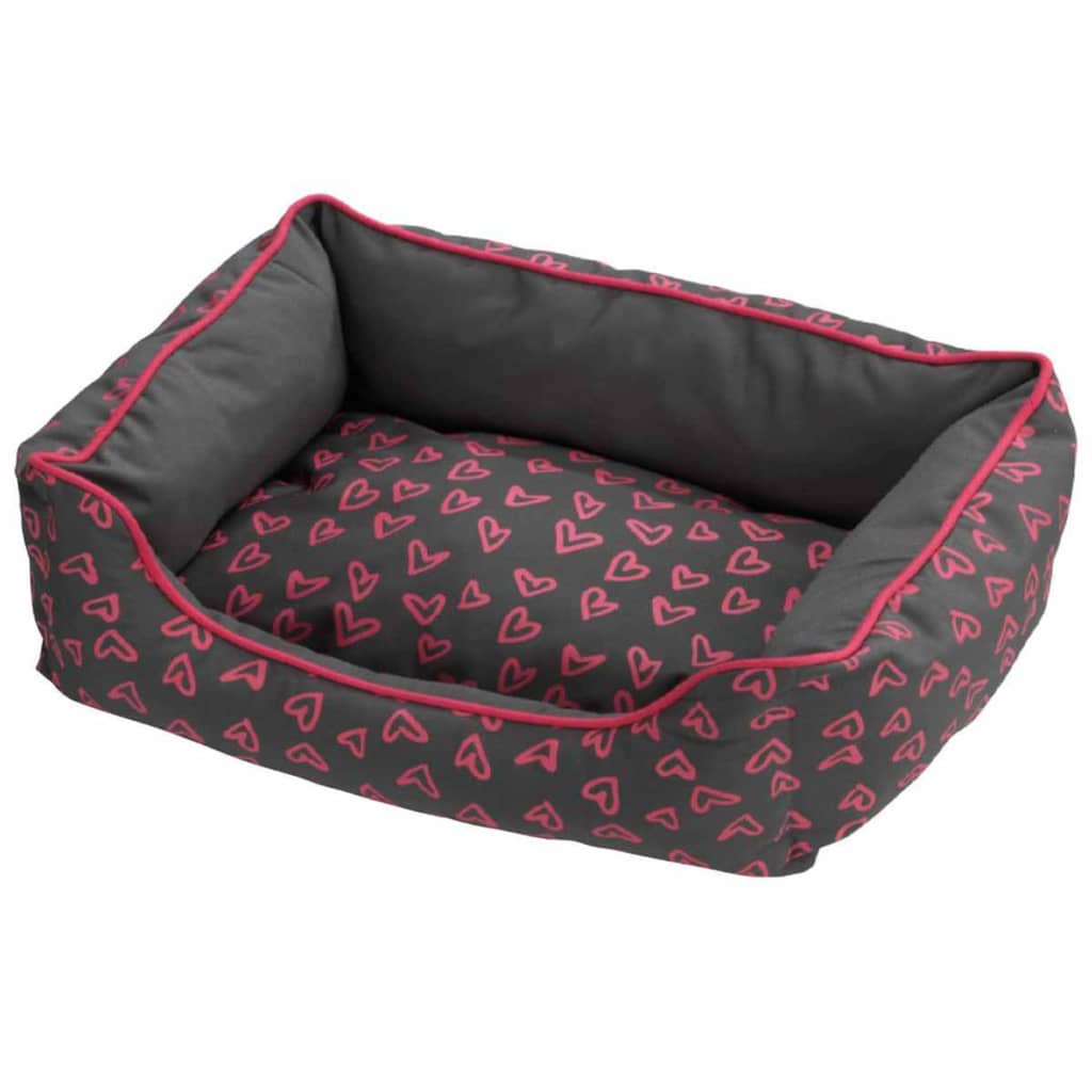 

D&D Huisdierenbed Lovely hartjes 45x30x22 cm grijs en roze 671/437810