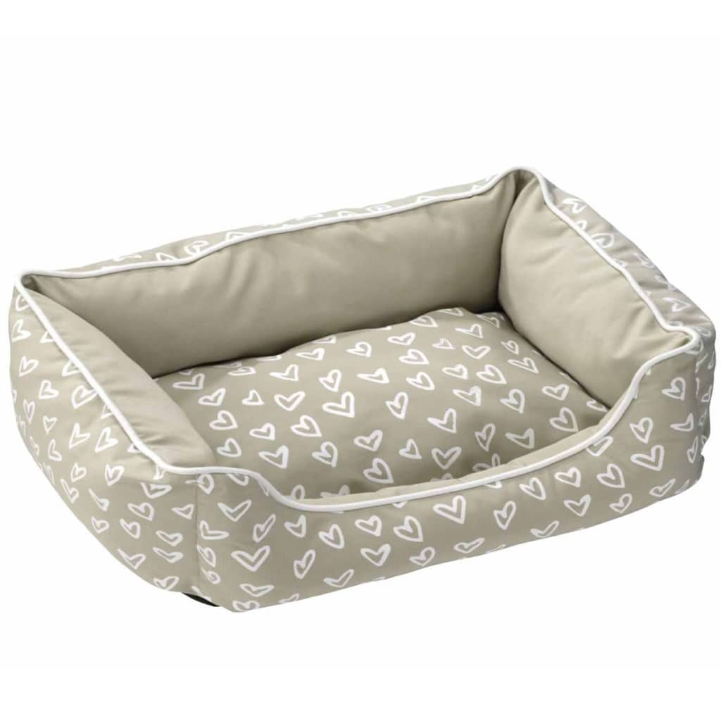 VidaXL - D&D Huisdierenbed Lovely hartjes 45x30x22 cm beige en wit 671/437964