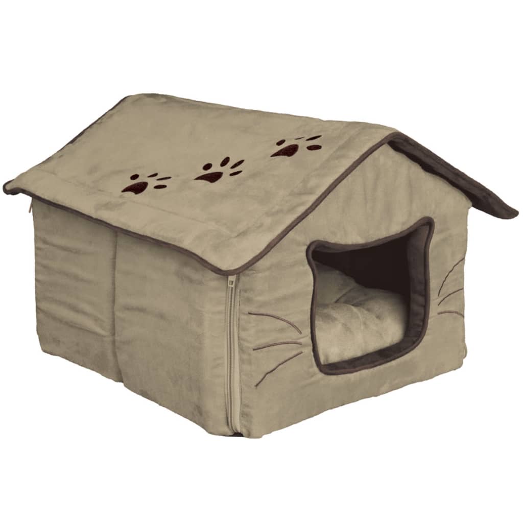 Trixie kattenmand huis hilla zand / donkerbruin 35x30x40 cm